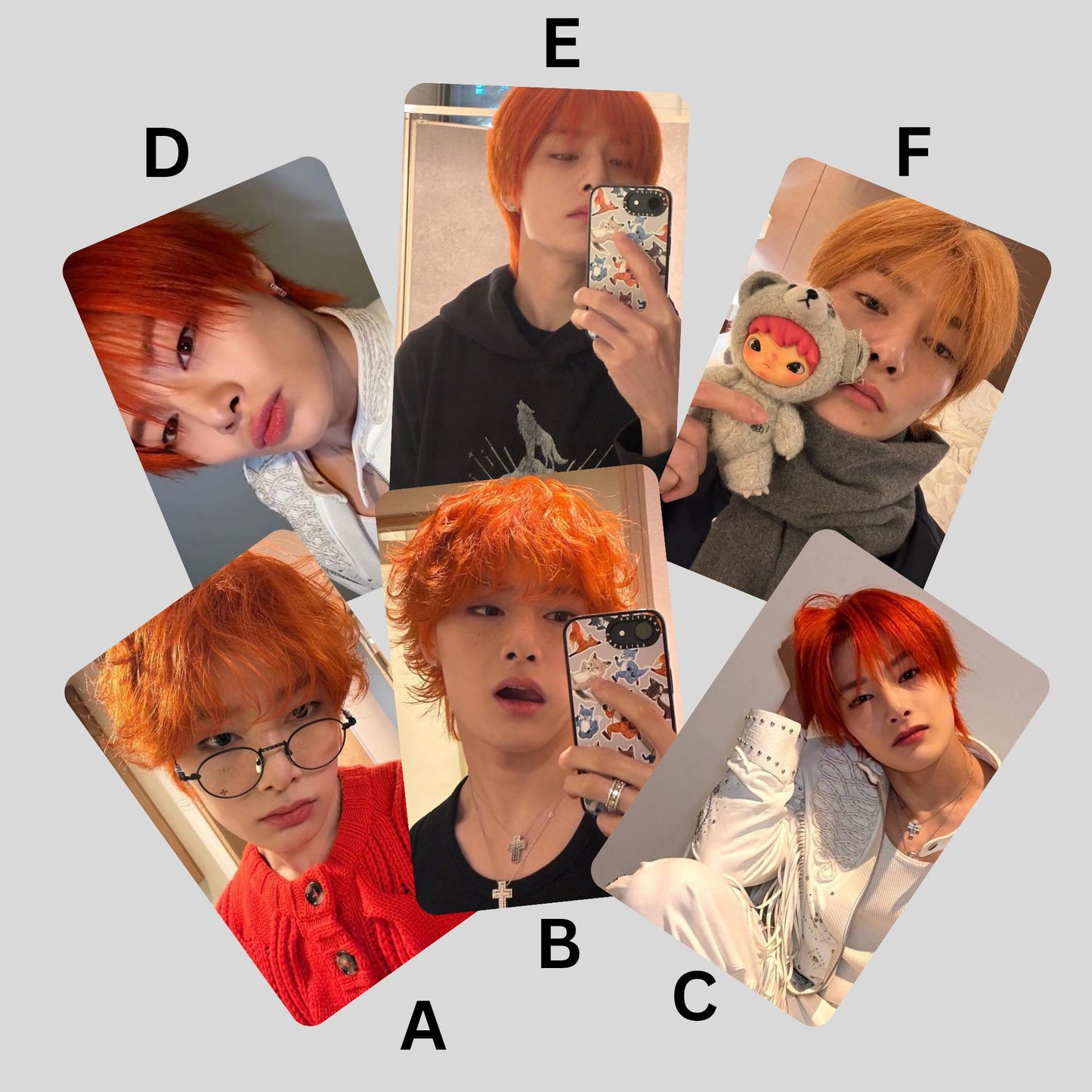 Stray Kids I.N. Red Hair Selca Photocards