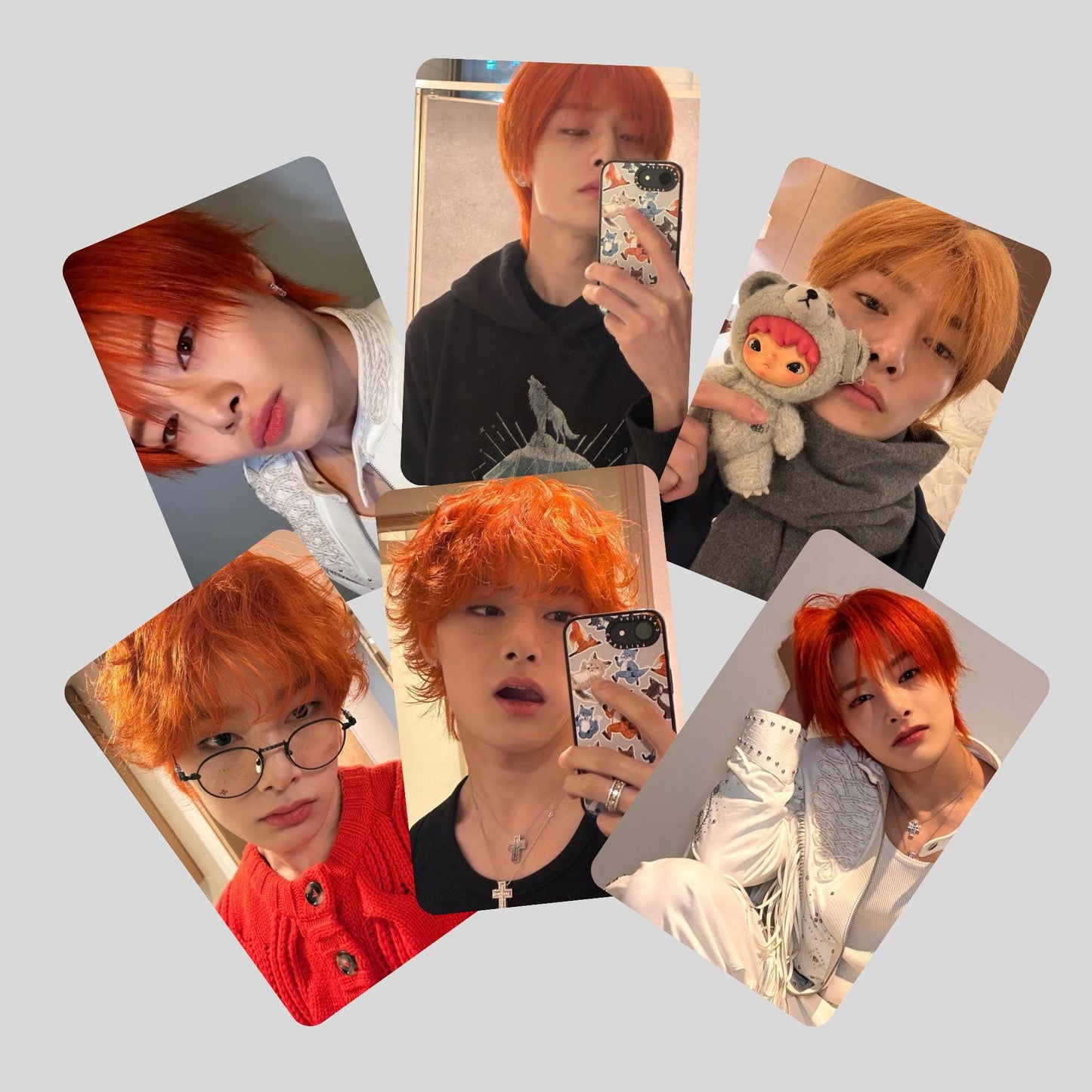 Stray Kids I.N. Red Hair Selca Photocards